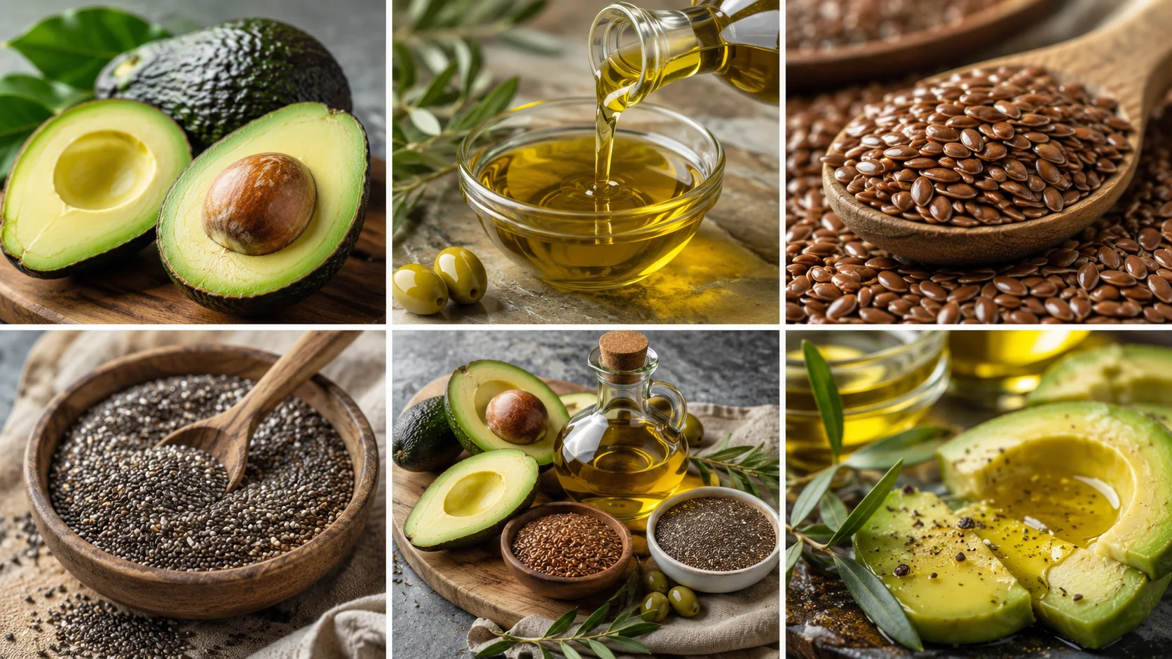 Graisses végétales saines — avocat et huile d'olive